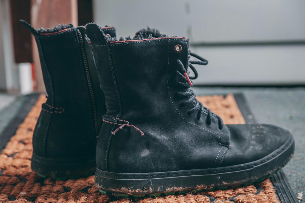 black boots with high laces
