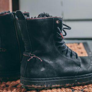 black boots with high laces