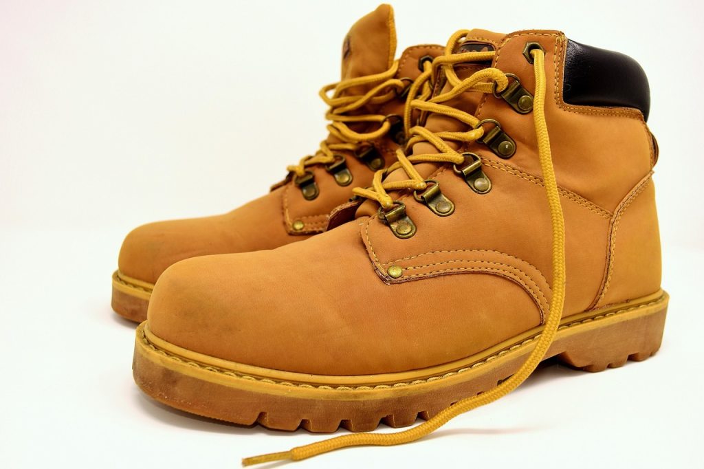 bright yellow work boots