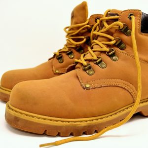 bright yellow work boots